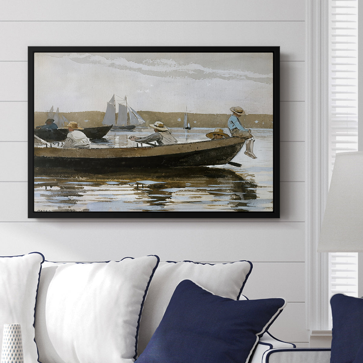 Boys in a Dory, 1873 - Floater Framed Canvas Print