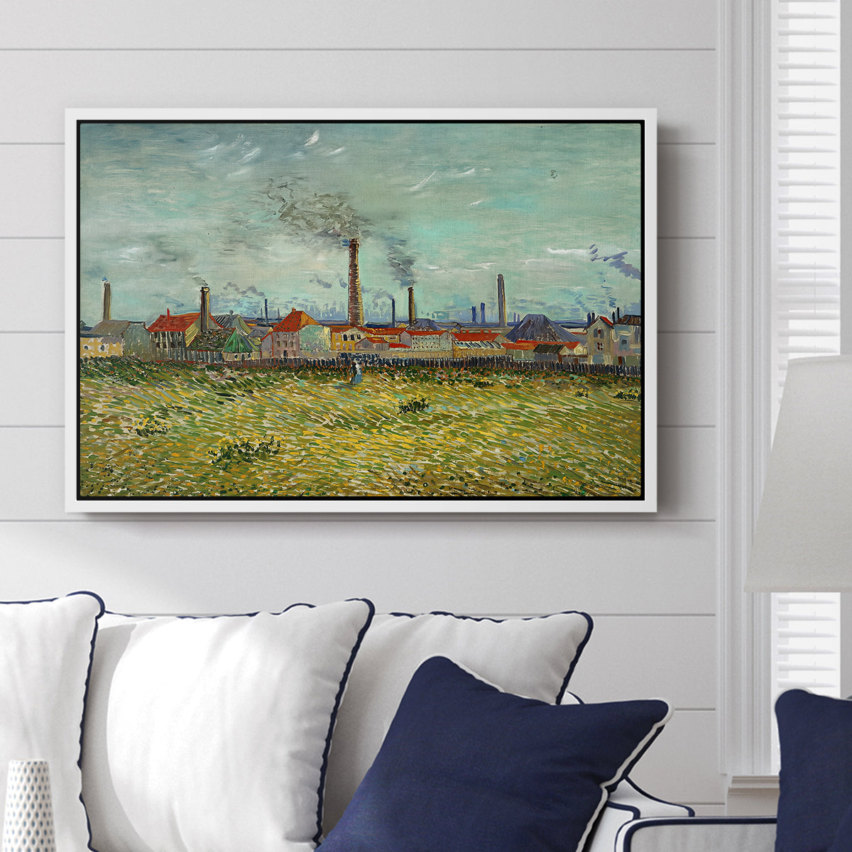 Factories at Clichy, 1887 - Floater Framed Canvas Print