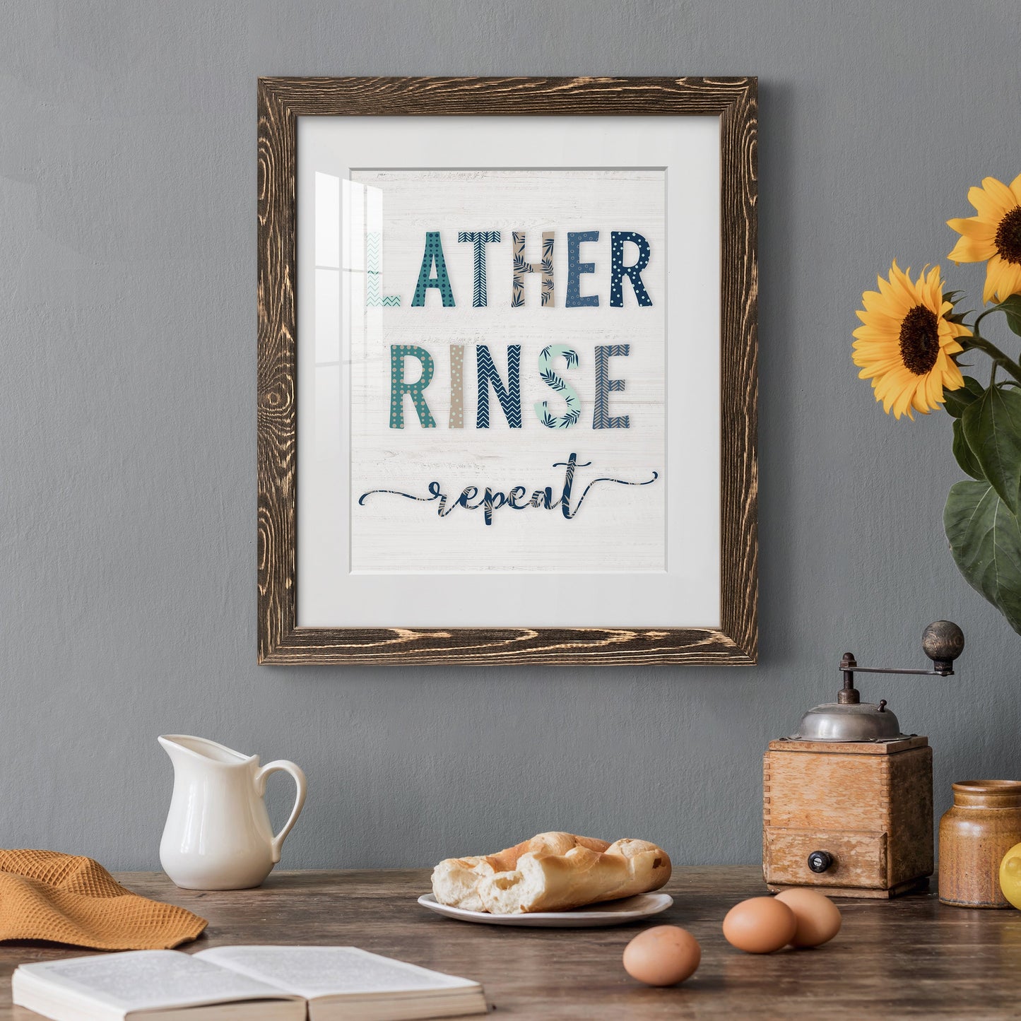 Lather Rinse Repeat - Premium Framed Print - Distressed Barnwood Frame - Ready to Hang