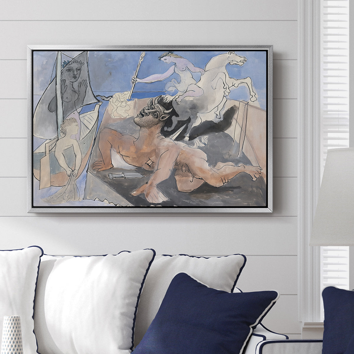 Composition with Minotaur, 1936 - Floater Framed Canvas Print