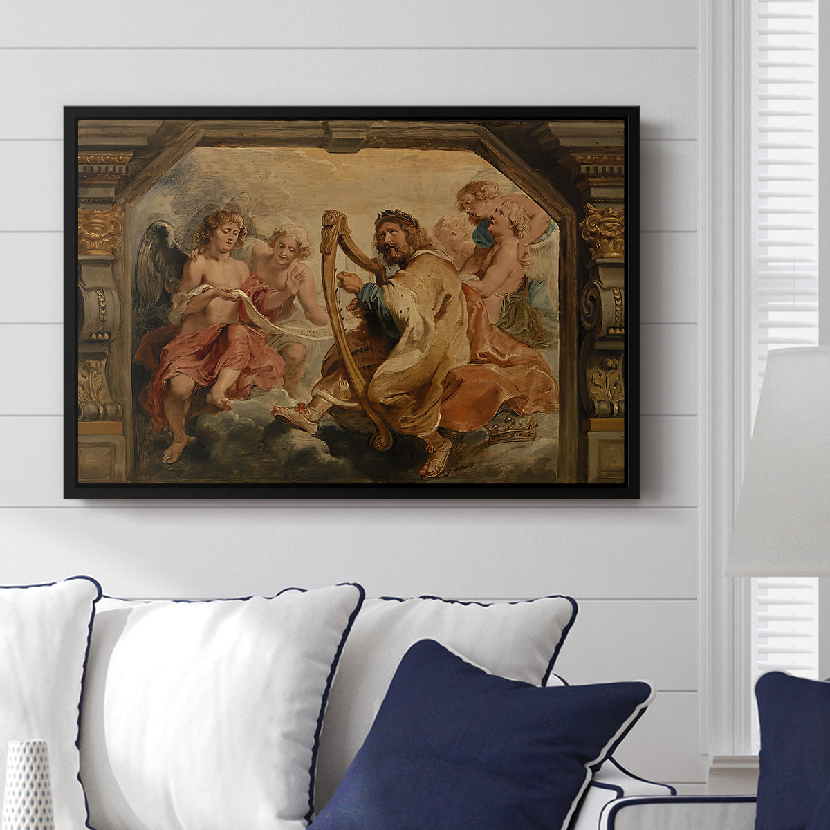 King David Playing the Harp, c. 1627-1628 - Floater Framed Canvas Print