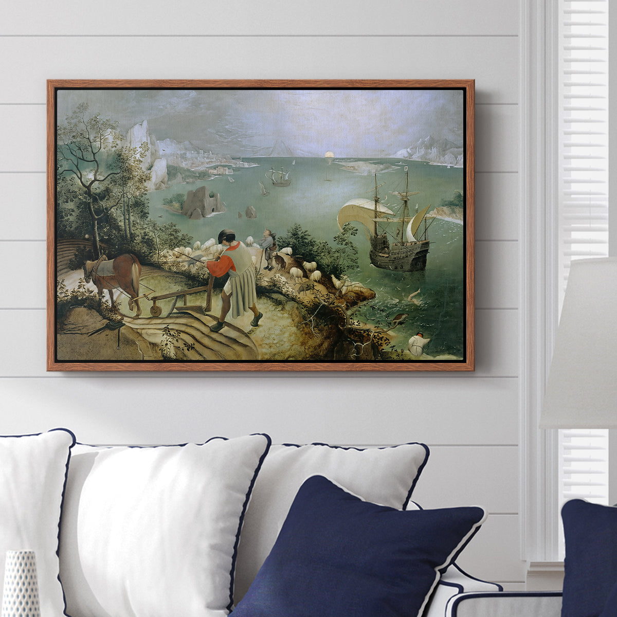 Landscape with the Fall of Icarus, c. 1560 - Floater Framed Canvas Print