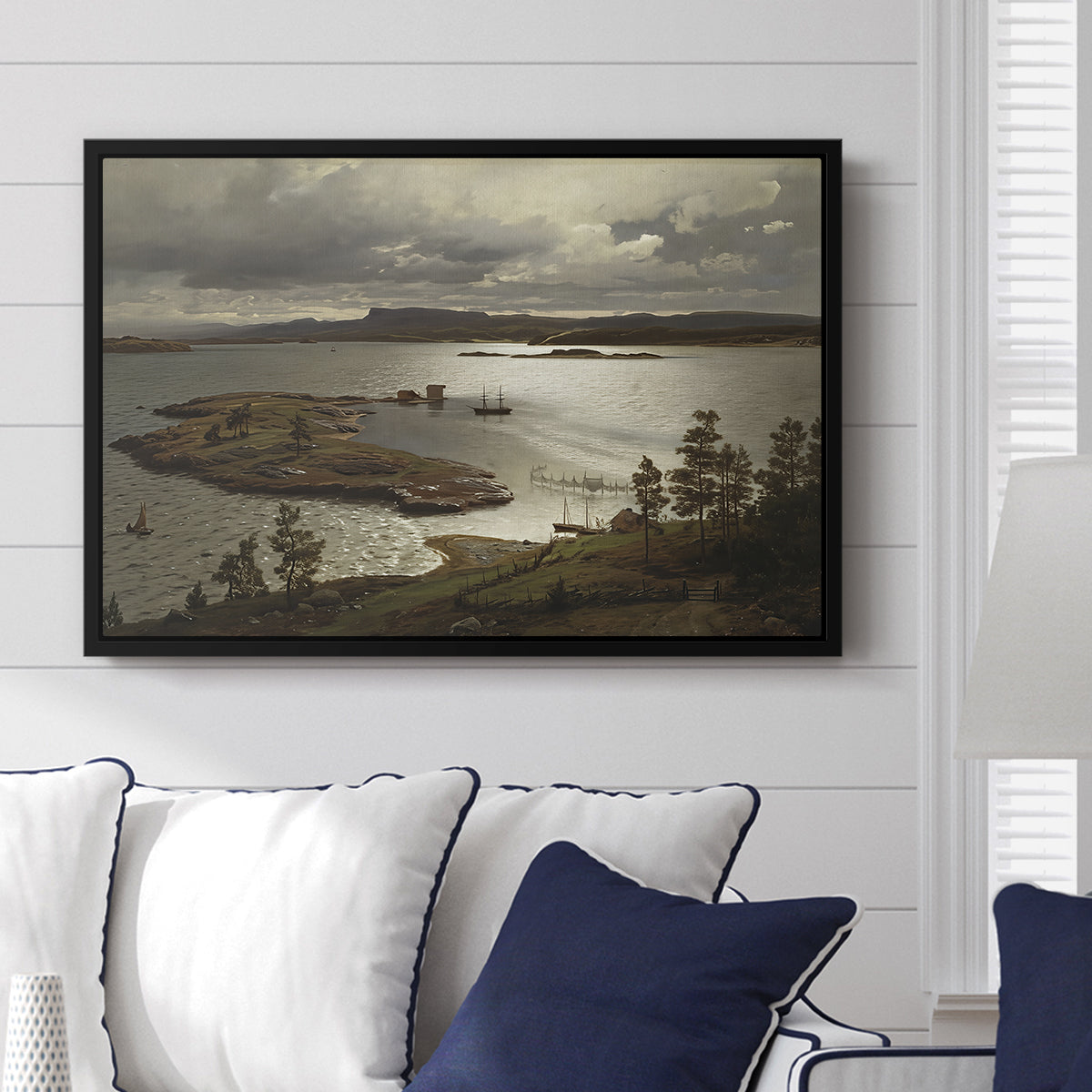The Fjord at Sandviken (Sandviksfjorden), 1879 - Floater Framed Canvas Print