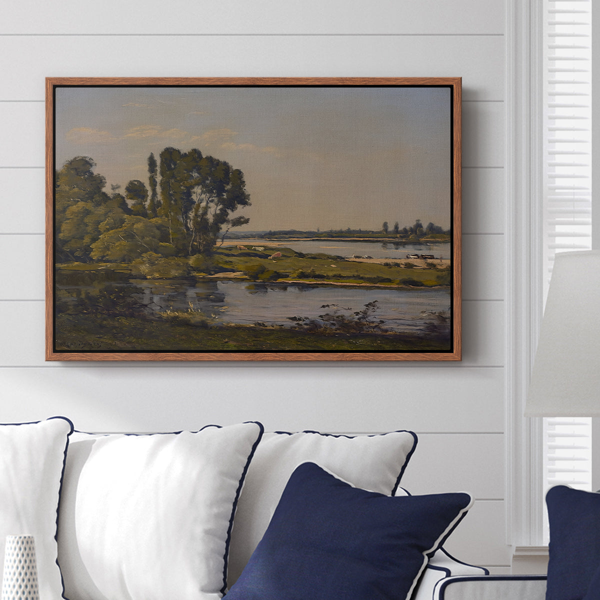 Landscape with a River, 1892 - Floater Framed Canvas Print