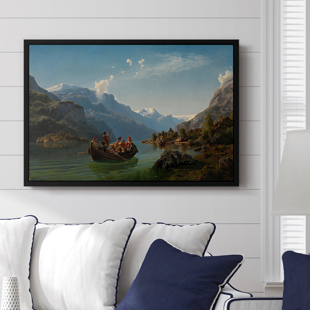 Bridal Procession on the Hardangerfjord, 1848 - Floater Framed Canvas Print