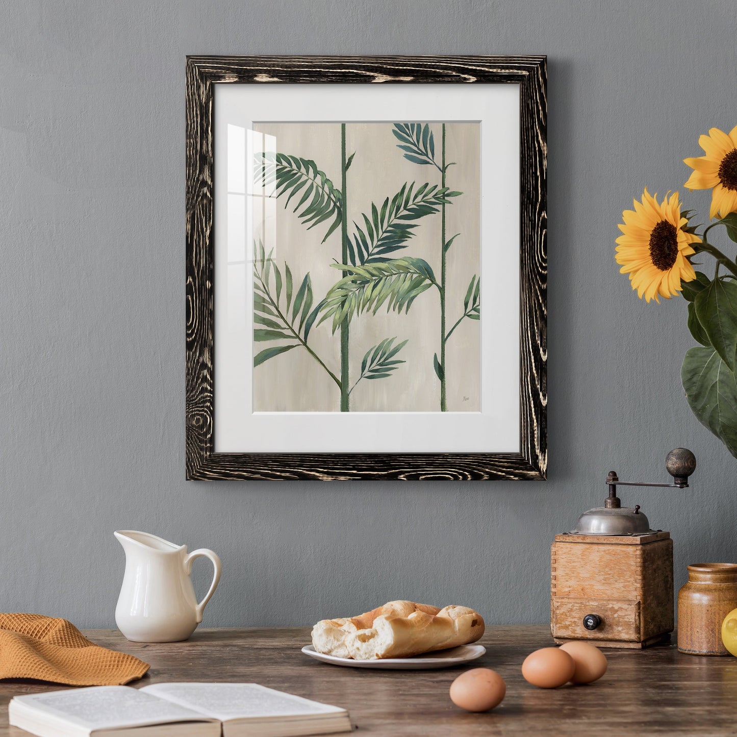 Modern Fronds II - Premium Framed Print - Distressed Barnwood Frame - Ready to Hang