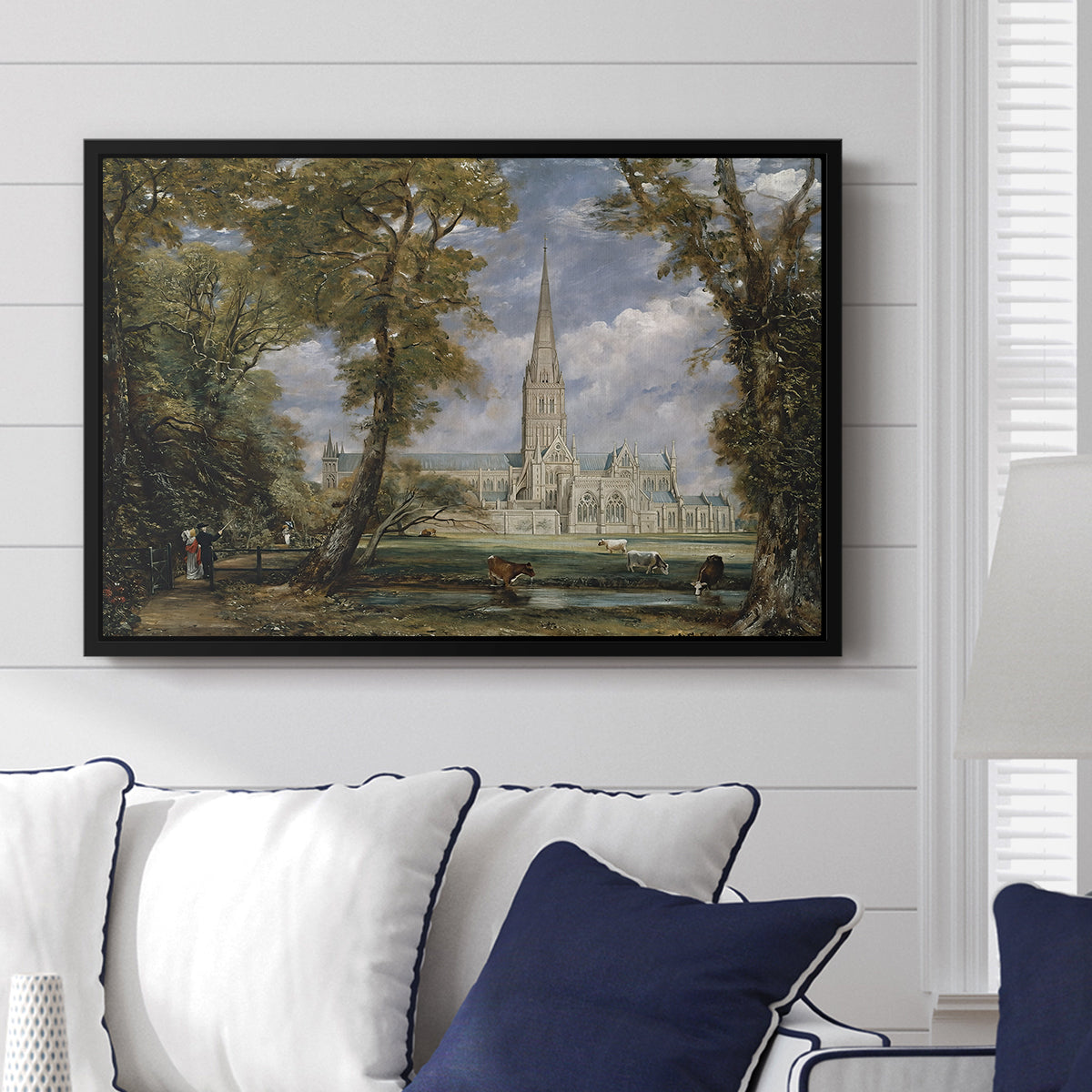 Salisbury Cathedral from the Bishop's Grounds, c. 1825 - Floater Framed Canvas Print