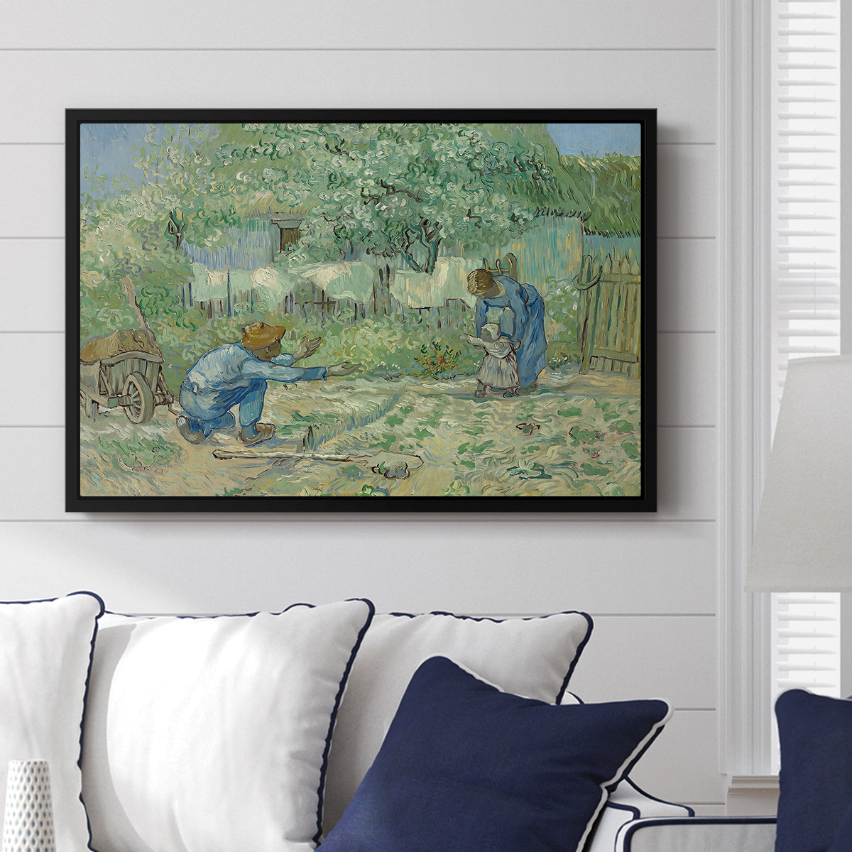 First Steps after Millet, 1890 - Floater Framed Canvas Print