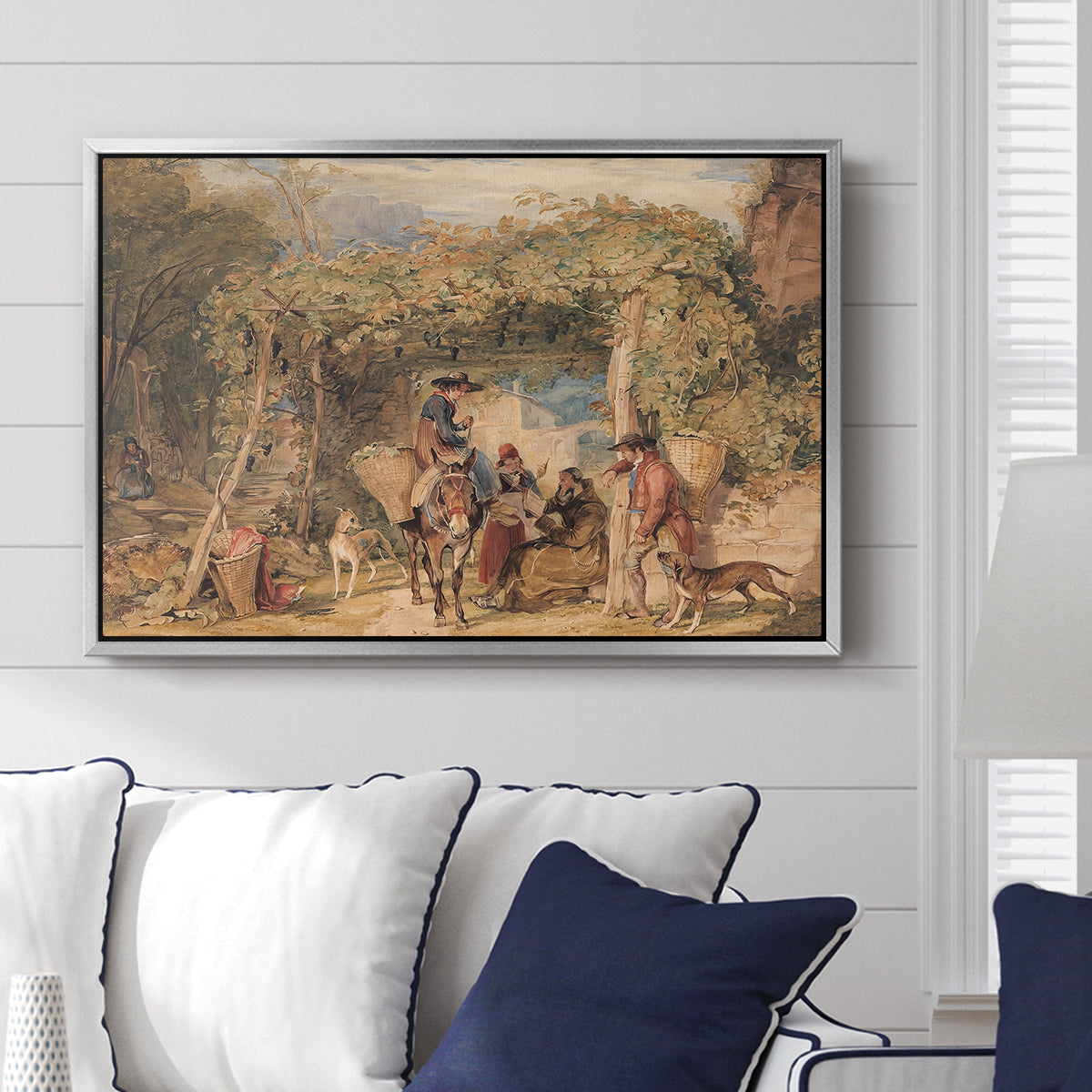 Figures and Animals in a Vineyard, c. 1829 - Floater Framed Canvas Print