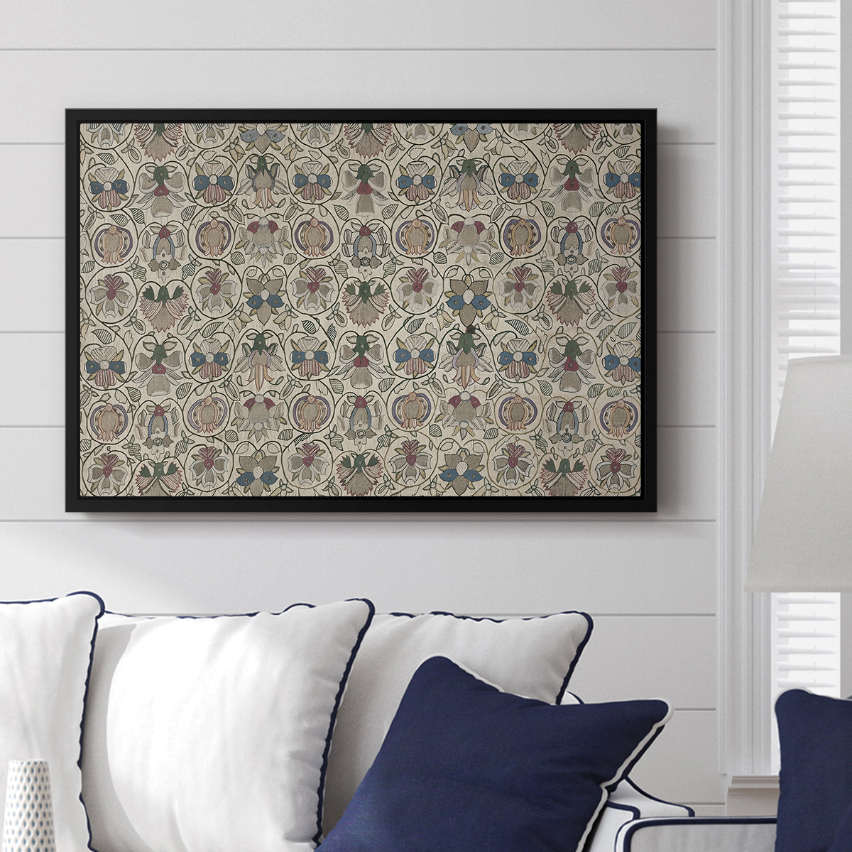 Long Cushion Cover (Printed Textile), c. 1600 - Floater Framed Canvas Print