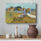 Canvas art print featuring a countryside composition with house and open terrain, styled above a decorative console