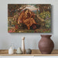 Canvas art print featuring a symbolic depiction of soul in anguish amid chaotic forms, styled above a decorative console