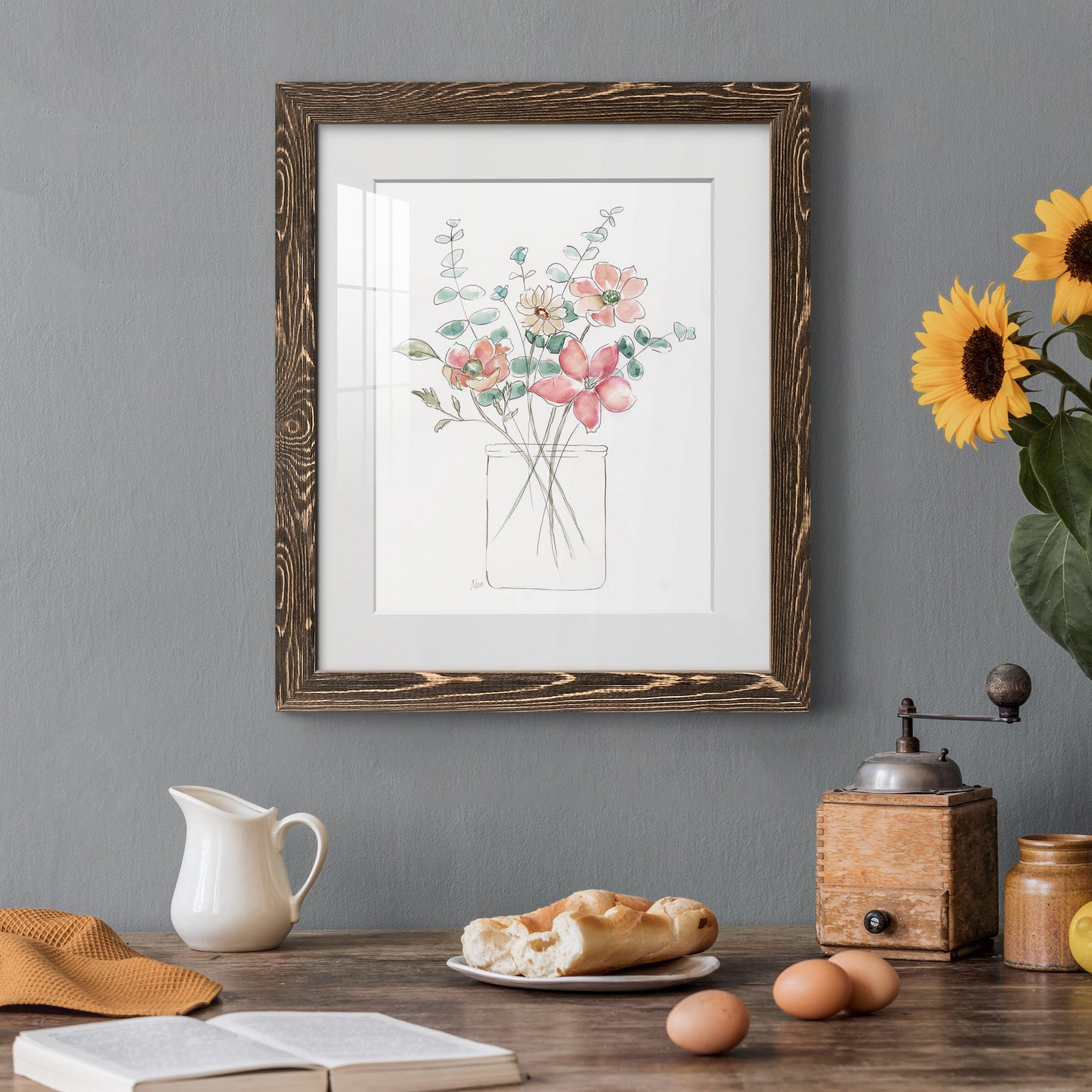 Whimsical Wildflowers I - Premium Framed Print - Distressed Barnwood Frame - Ready to Hang