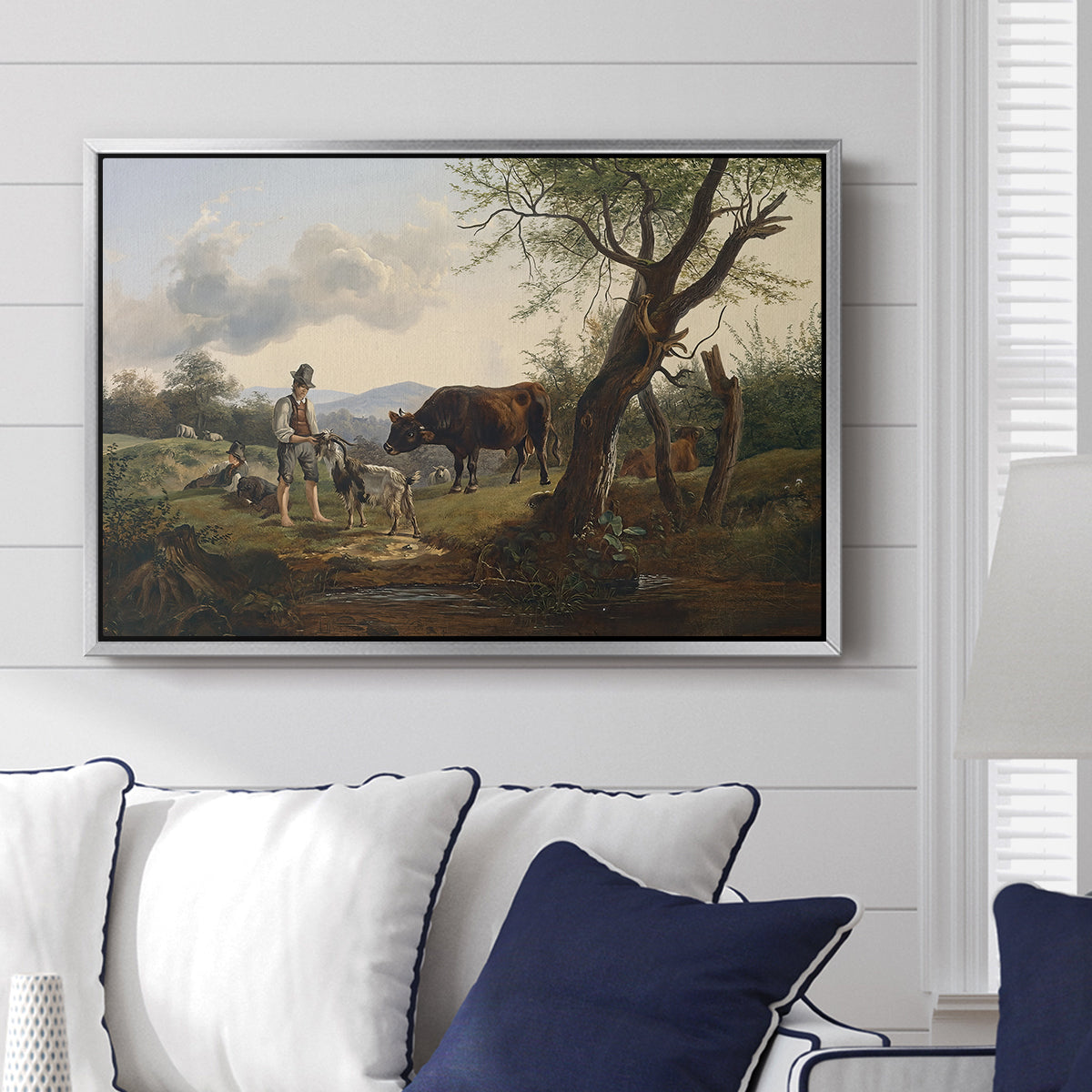 Shepherd with Billy Goat, c. 1830 - Floater Framed Canvas Print