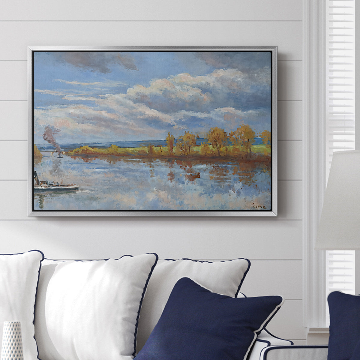 The Banks of the River Seine, 1893 - Floater Framed Canvas Print