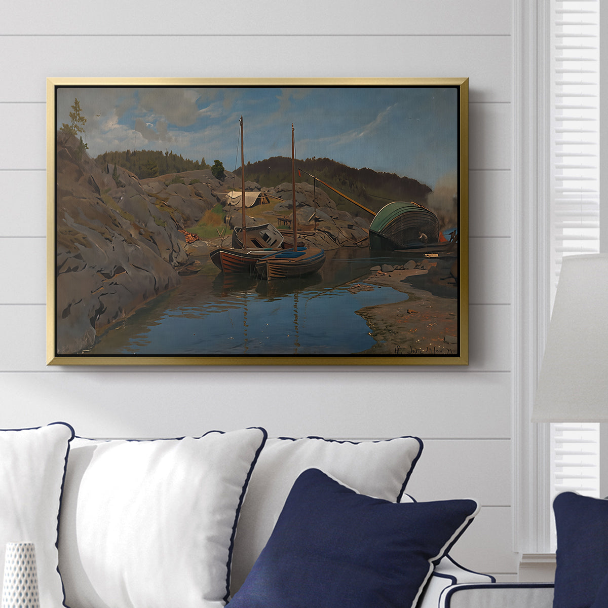 Pilotboats, 1875 - Floater Framed Canvas Print