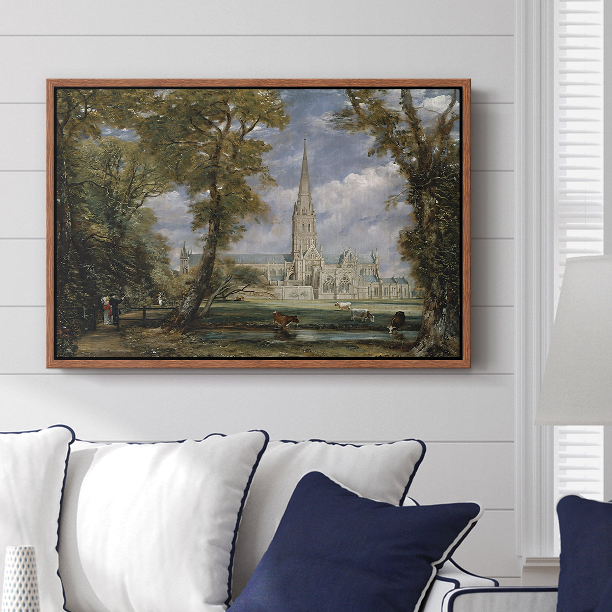 Salisbury Cathedral from the Bishop's Grounds, c. 1825 - Floater Framed Canvas Print