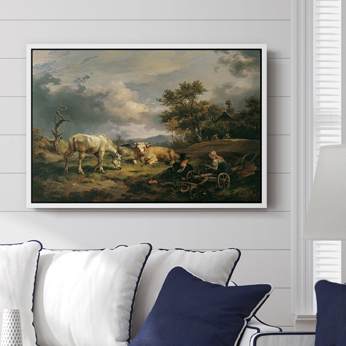 Young Peasant Couple Resting in the Field, 1829 - Floater Framed Canvas Print