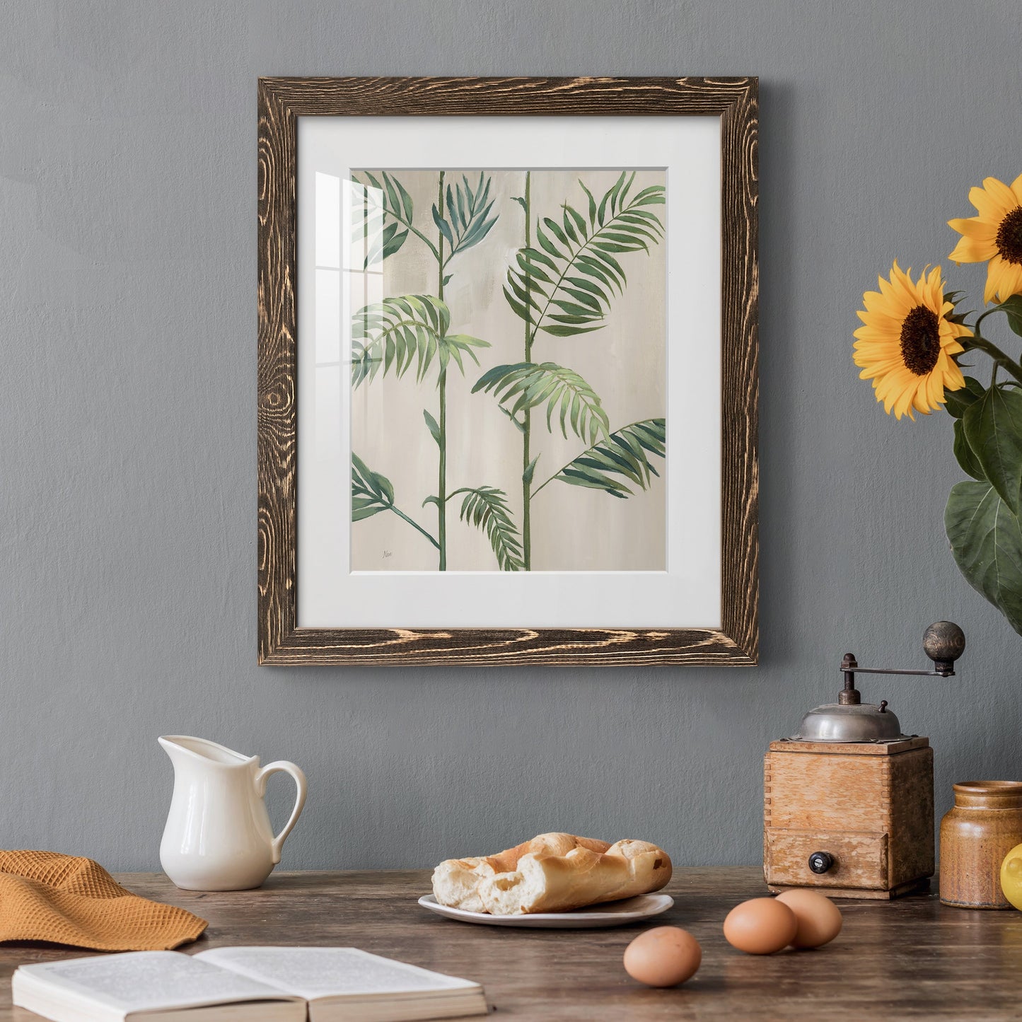 Modern Fronds I - Premium Framed Print - Distressed Barnwood Frame - Ready to Hang