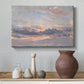 Canvas art print featuring an expressive sky scene with soft color transitions, styled above a decorative console
