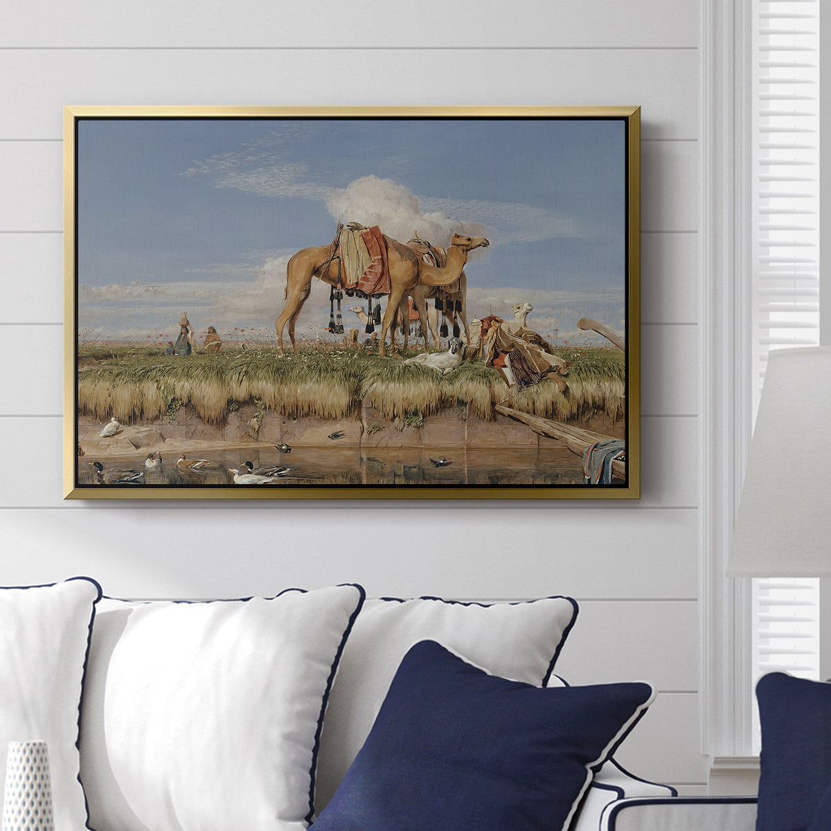 On the Banks of the Nile, Upper Egypt, 1876 - Floater Framed Canvas Print