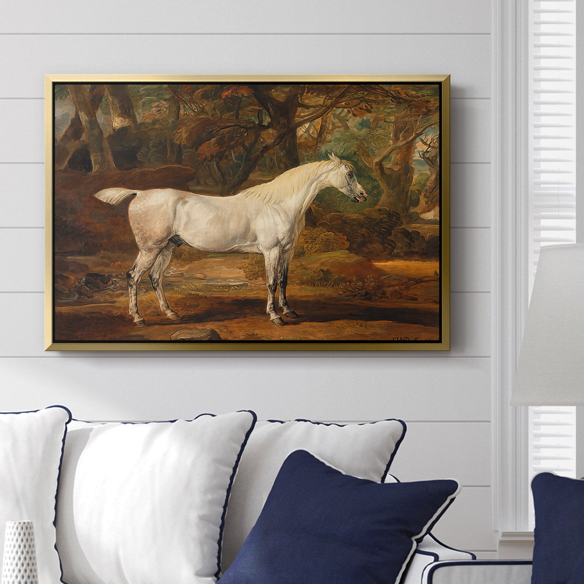 Grey Arabian Stallion, Property of Sir Watkin Williams-Wynn, c. 1817 - Floater Framed Canvas Print