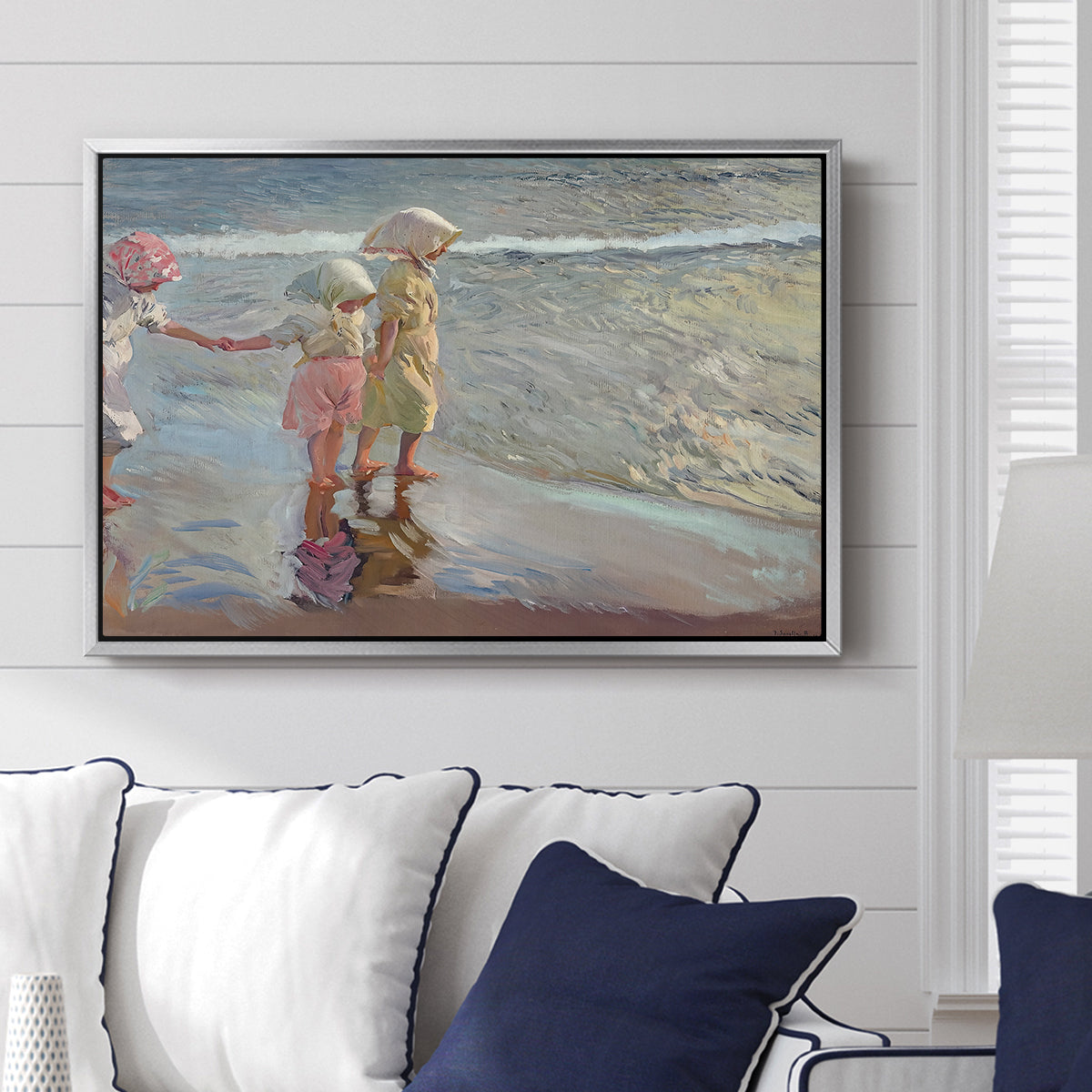 The Three Sisters on the Beach, 1908 - Floater Framed Canvas Print
