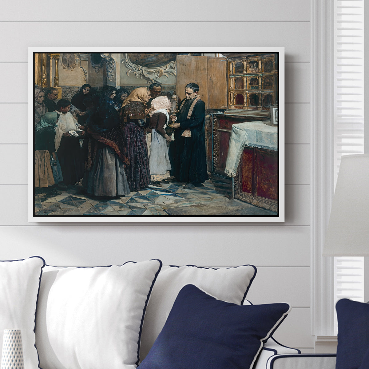 Kissing the Relic, 1893 - Floater Framed Canvas Print