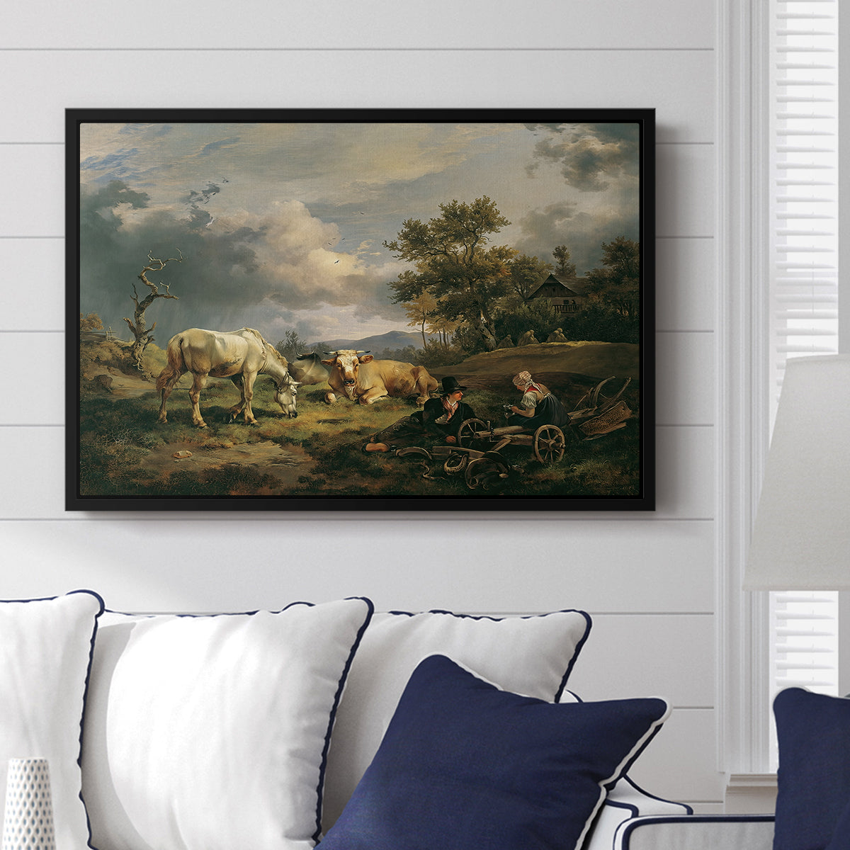 Young Peasant Couple Resting in the Field, 1829 - Floater Framed Canvas Print