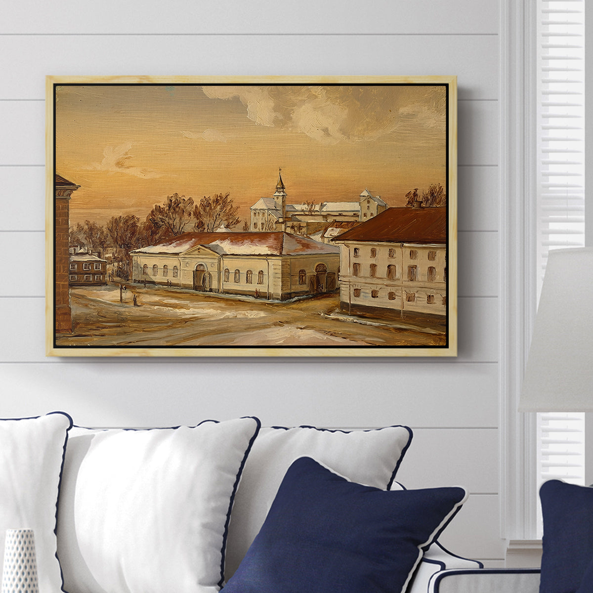 The Riding School at Akershus Castle, 1846 - Floater Framed Canvas Print