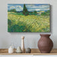 Canvas art print featuring a post-impressionist scene combining crops and dramatic sky, styled above a decorative console