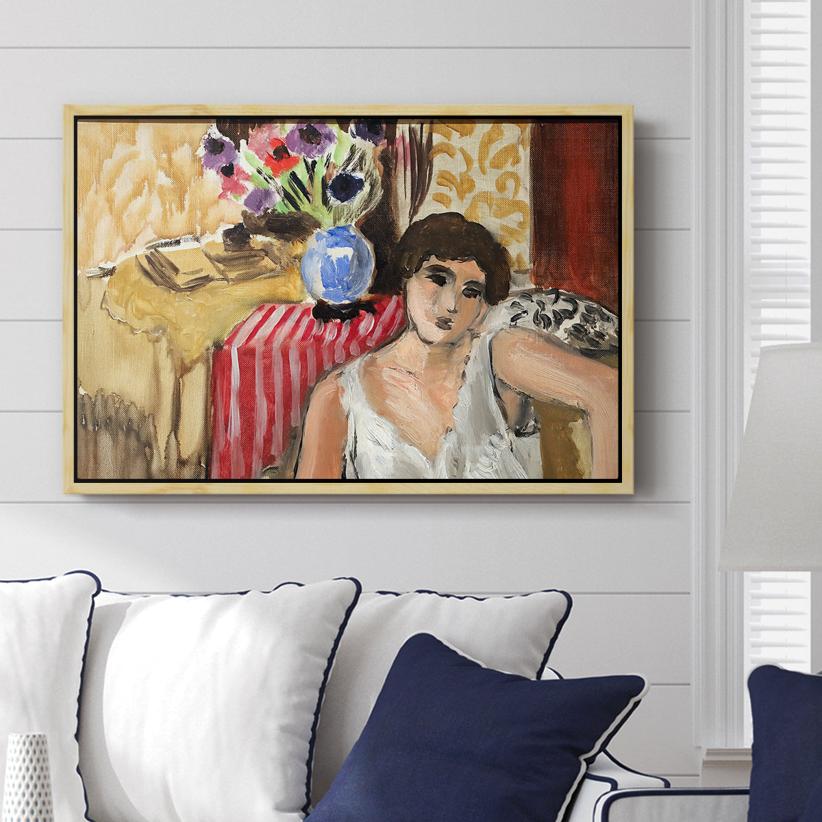 Woman Seated in an Armchair, c. 1920 - Floater Framed Canvas Print