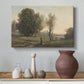Canvas art print featuring a tranquil landscape with distant horizon and soft tones, styled above a decorative console