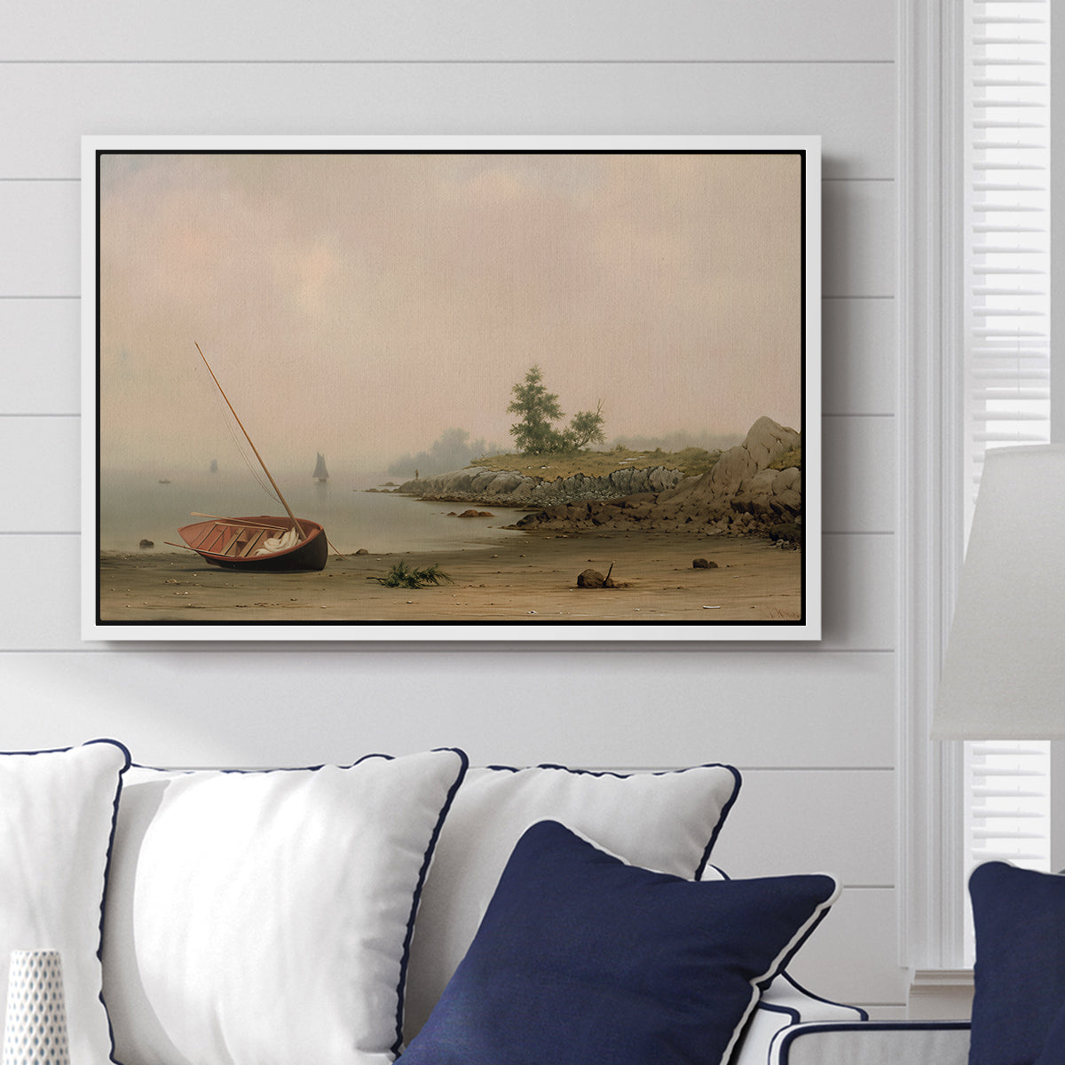 The Stranded Boat, 1863 - Floater Framed Canvas Print
