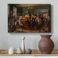 Canvas art print featuring a composition with central action surrounded by audience, styled above a decorative console