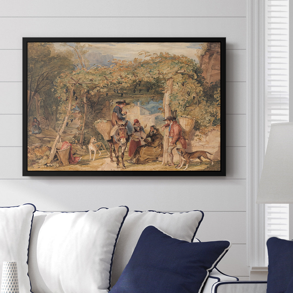 Figures and Animals in a Vineyard, c. 1829 - Floater Framed Canvas Print