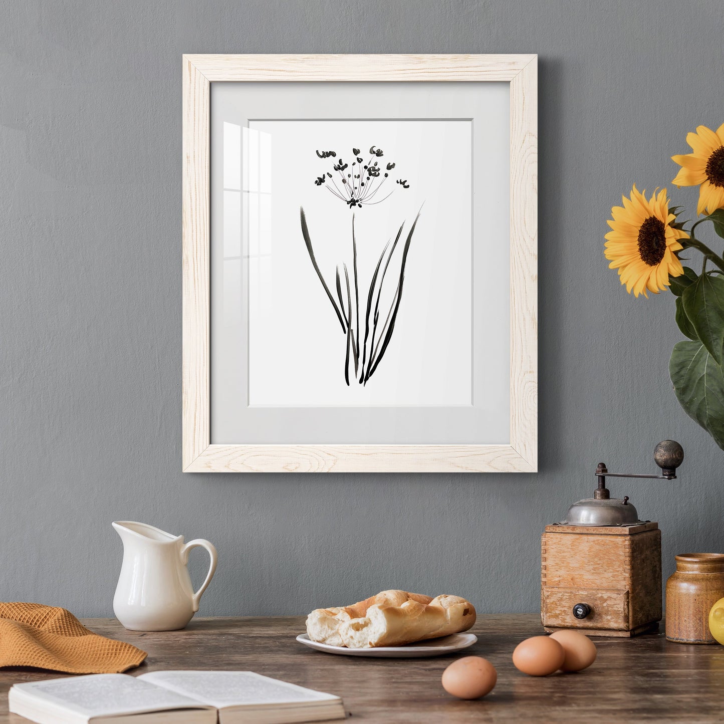 Inky Botanical II - Premium Framed Print - Distressed Barnwood Frame - Ready to Hang