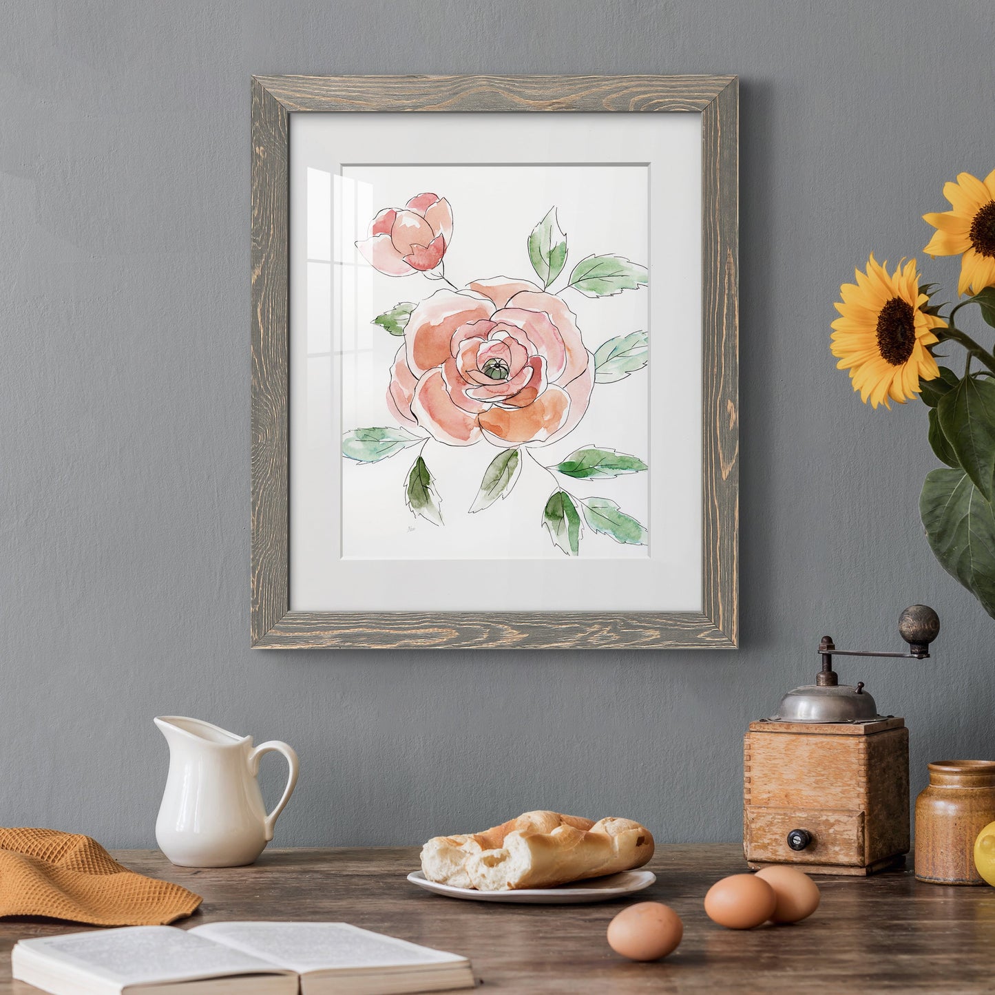 Rose Contour - Barnwood Framed Art Print