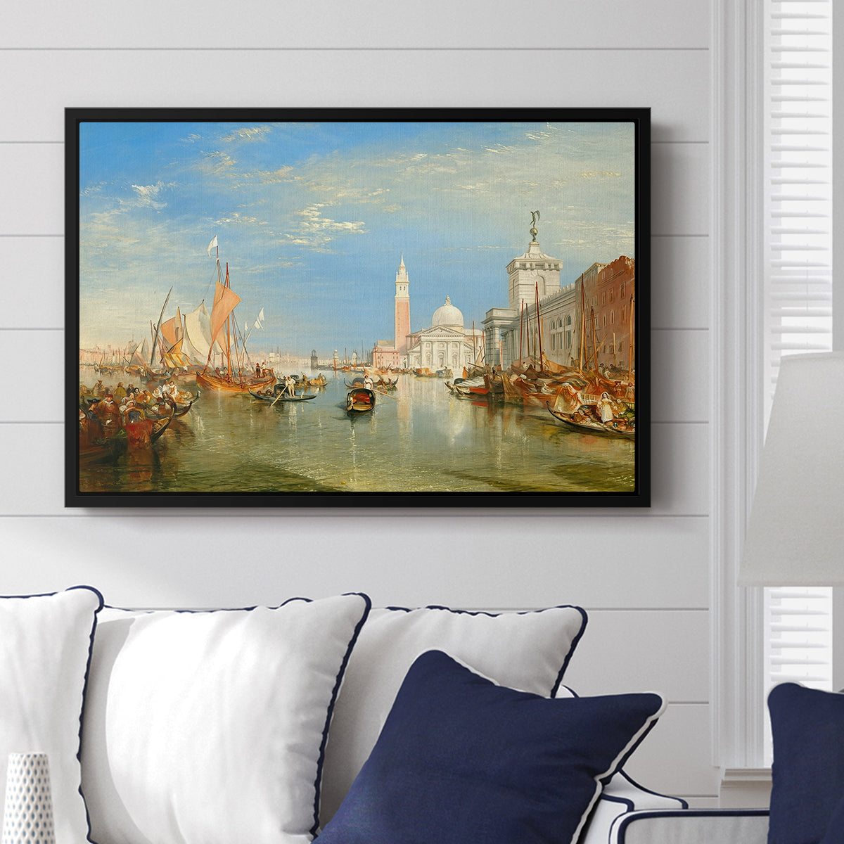 Venice: The Dogana and San Giorgio Maggiore, 1834 - Floater Framed Canvas Print