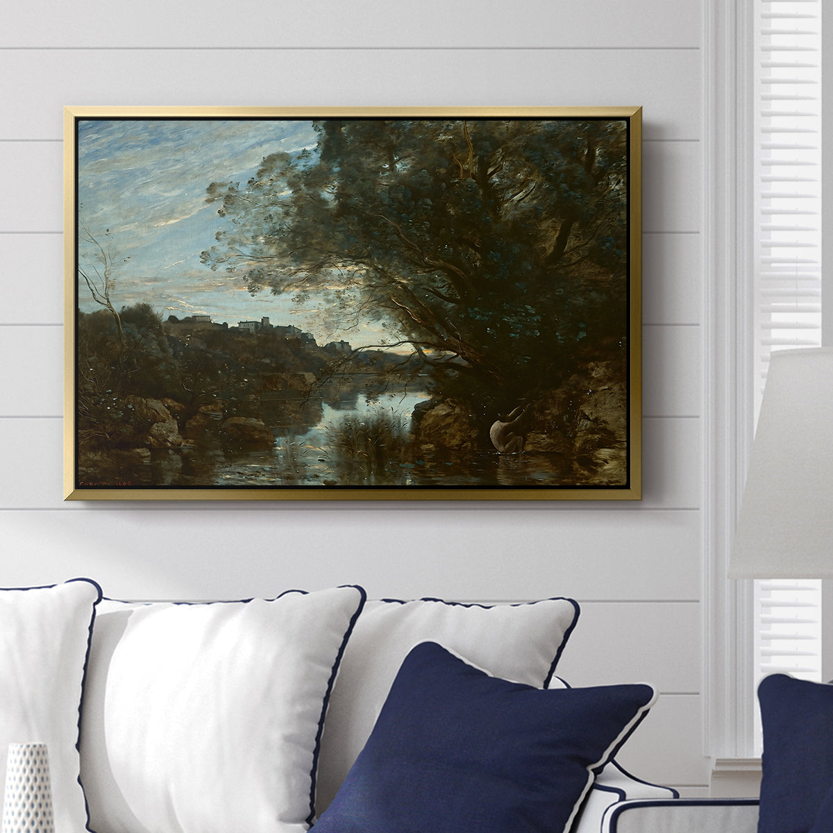 Souvenir of the Environs of Lake Nemi, 1865 - Floater Framed Canvas Print