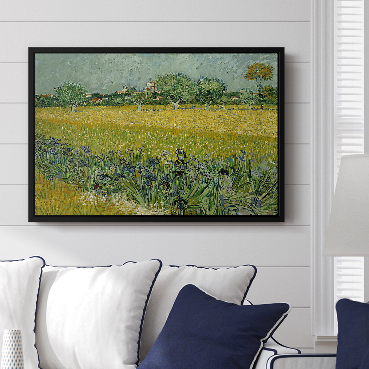 Field with Irises near Arles, 1888 - Floater Framed Canvas Print