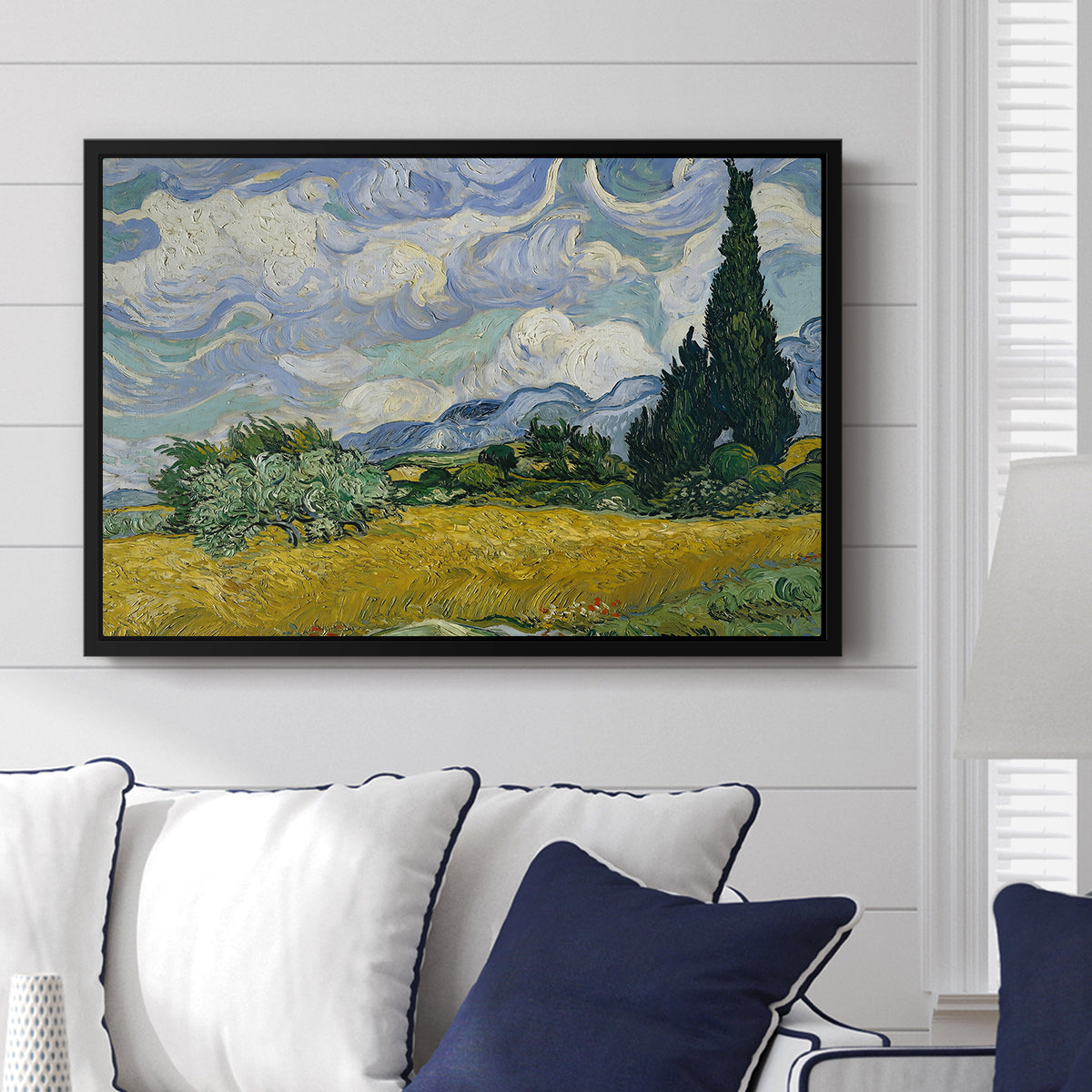 Wheat Field with Cypresses, 1889 - Floater Framed Canvas Print