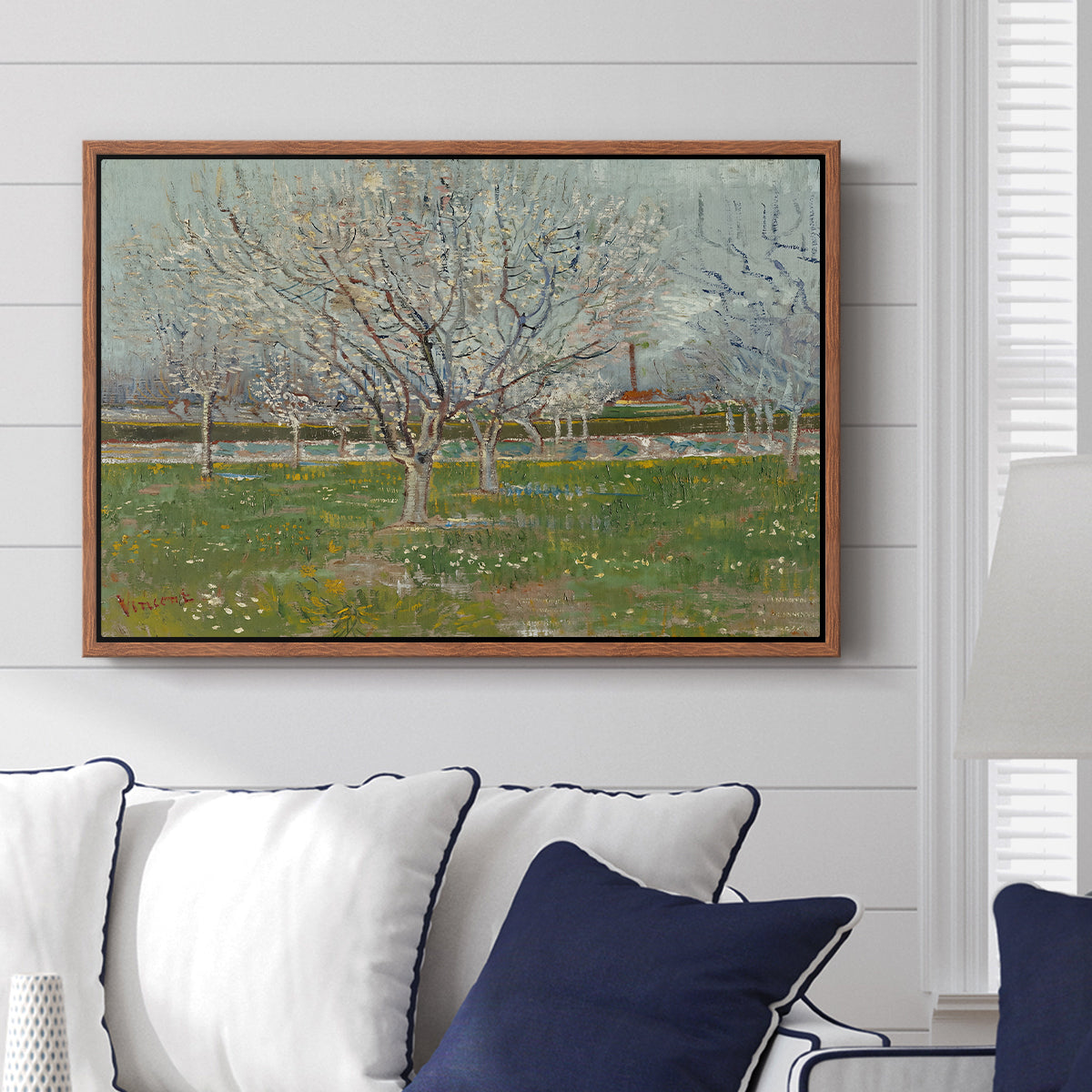 Orchard in Blossom (Plum Trees), 1888 - Floater Framed Canvas Print