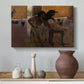 Canvas art print featuring a decorative composition with people in classical Egyptian attire, styled above a decorative console