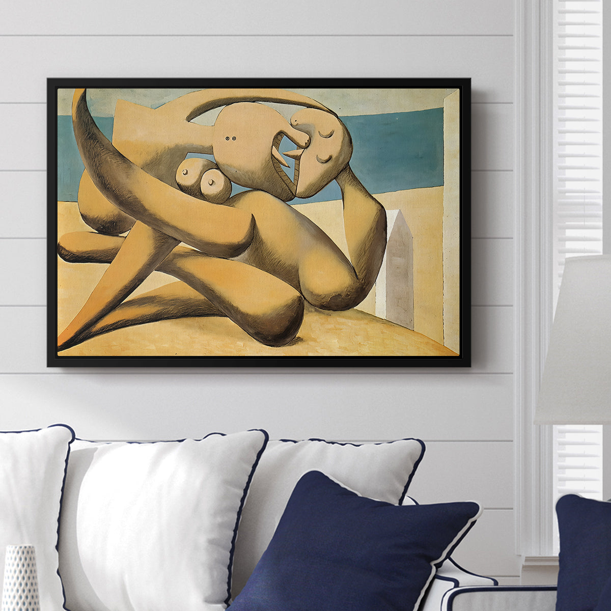 Figures at the Seaside (The Kiss), 1931 - Floater Framed Canvas Print