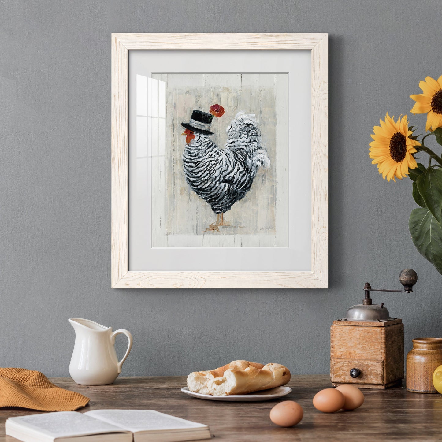 Sunday Best Rooster - Premium Framed Print - Distressed Barnwood Frame - Ready to Hang