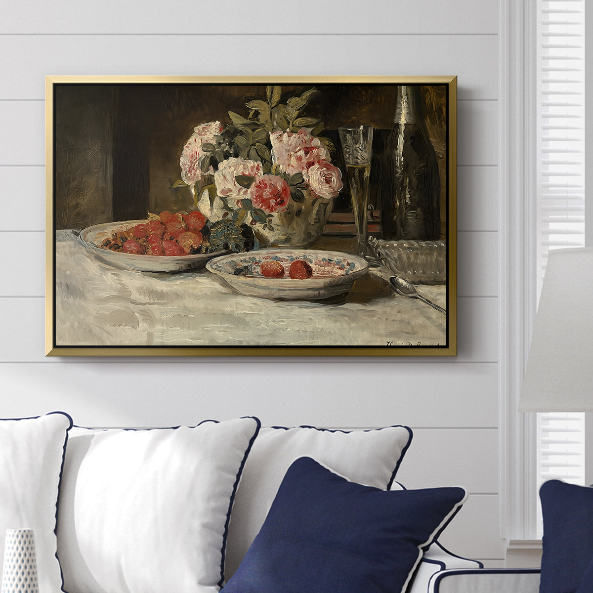 Strawberries and Champagne, c. 1881-1885 - Floater Framed Canvas Print