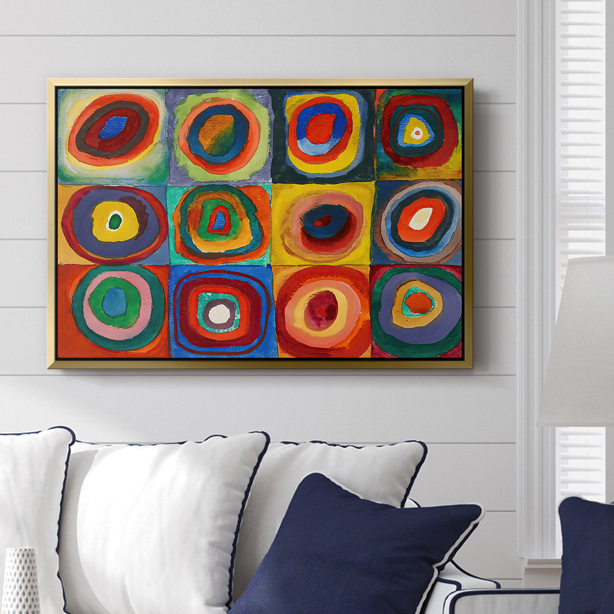 Color Study: Squares with Concentric Circles, 1913 - Floater Framed Canvas Print