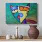 Canvas art print featuring an abstract animal with bright colors, styled above a decorative console