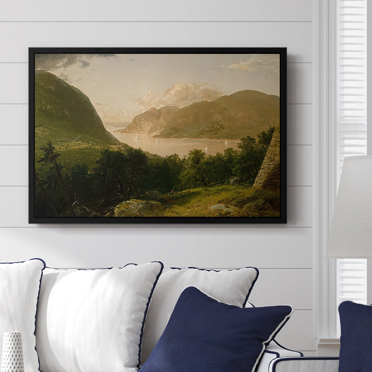 Hudson River Scene, 1857 - Floater Framed Canvas Print